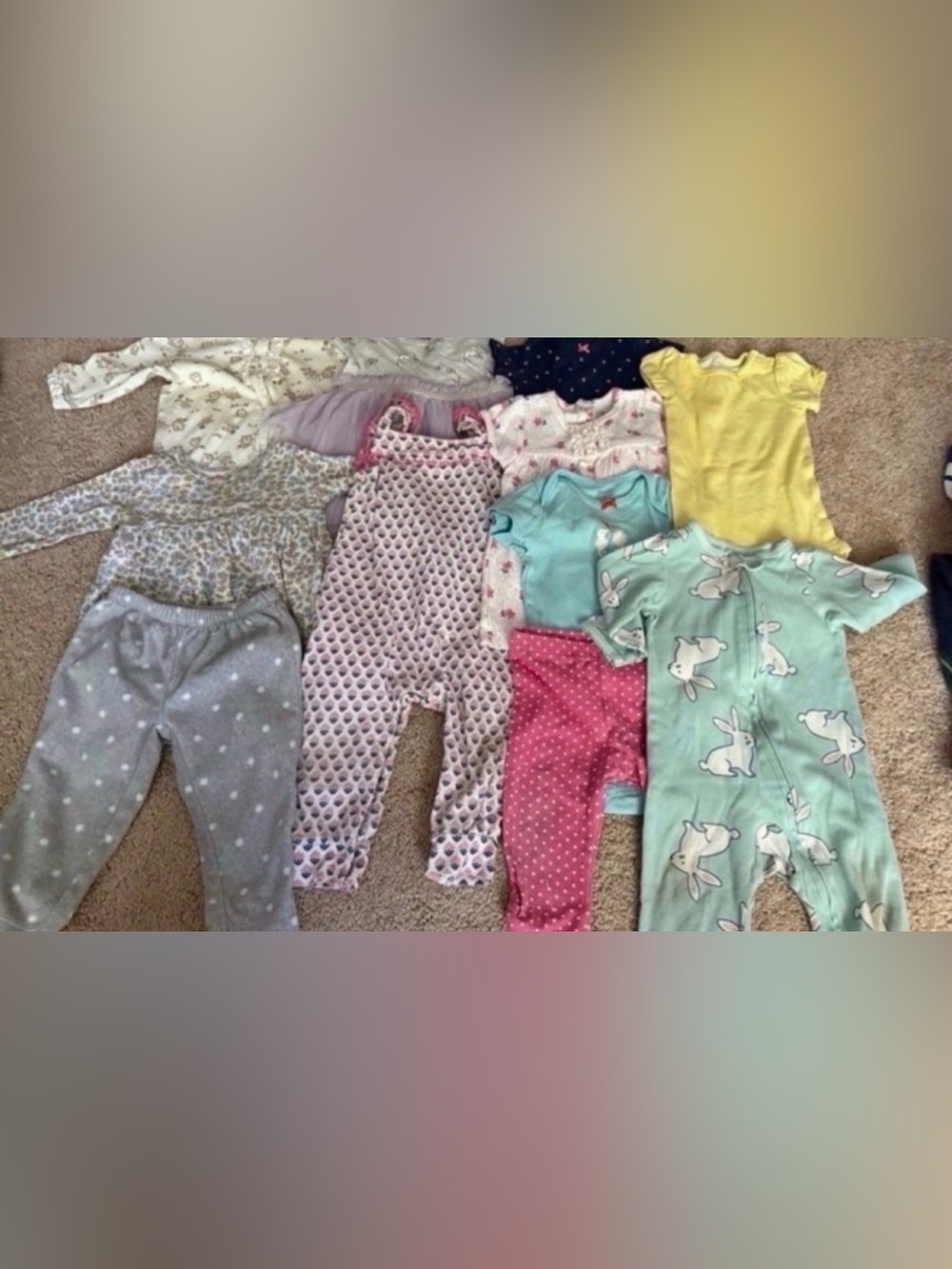 9 Months Assorted Girls' Pink and Mint Cotton Bottoms and Rompers